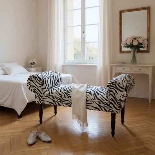 White zebra window seat - zebra, bed