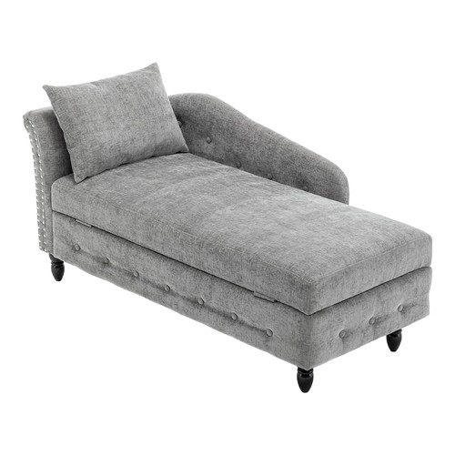 Grey upholstered lounge chaise - grey,